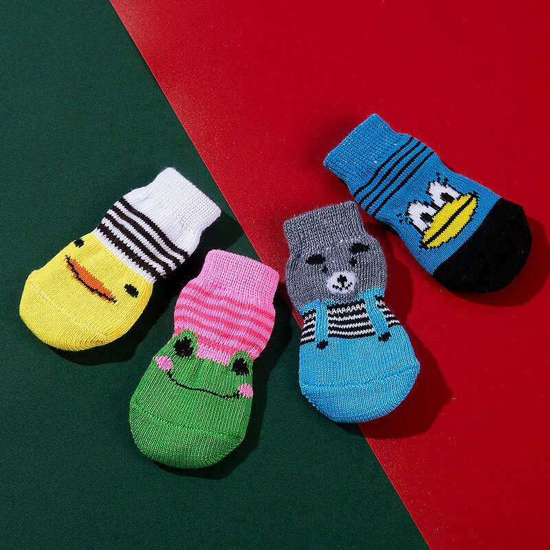 Pet Socks Manufacturer - 4pcs/set Cotton Non-Slip Thick Grip for Dog