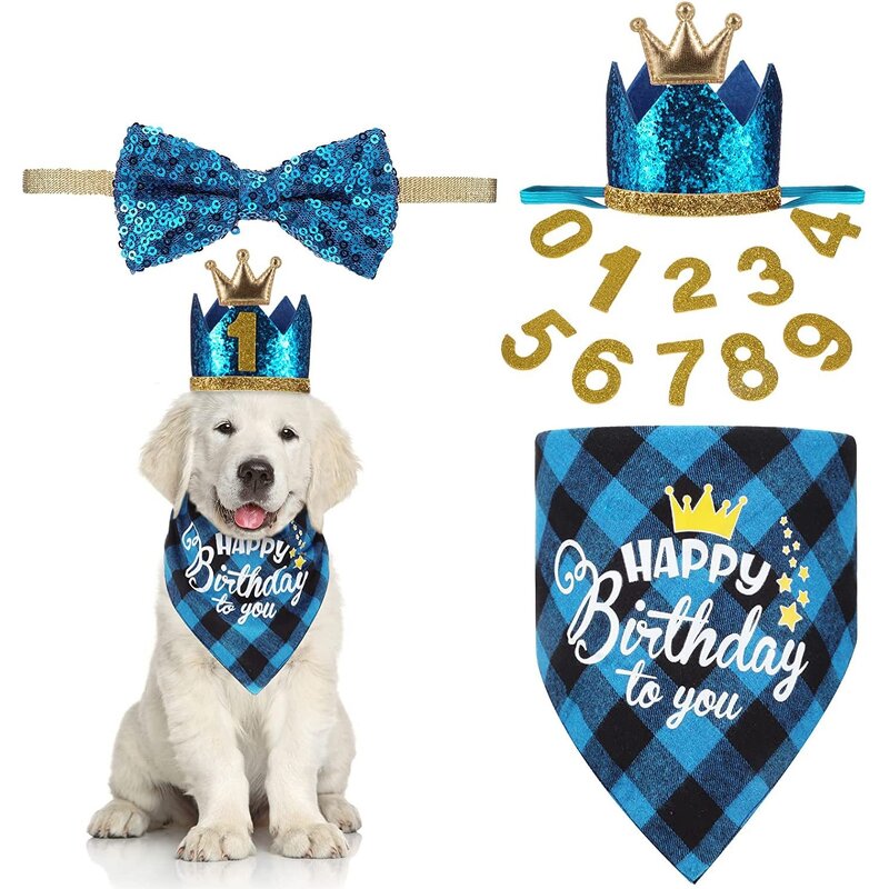 Pet Birthday Decorate Manufacturer - Birthday Slobber Dog Bib Triangle Bow Tie Crown Hat Party Venue Layout