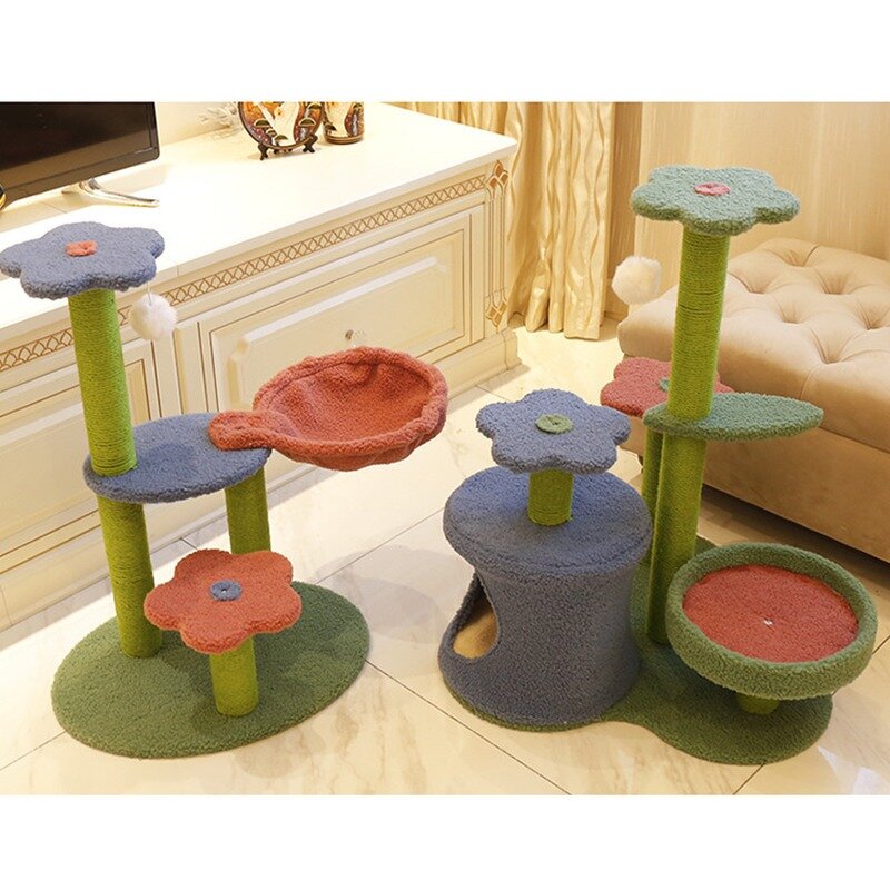Cat Tree Manufacturer - Cute Design Flower Cactus Cat Nest Cashmere Sisal Cat Flower Tree Scratching Column