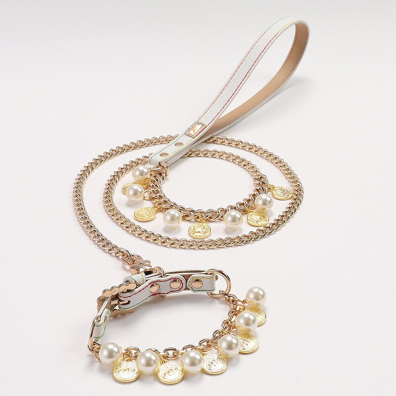 Pet Collar Leash Set Manufacturer - Cute Luxury Rhinestone PU Jewelry Accessories