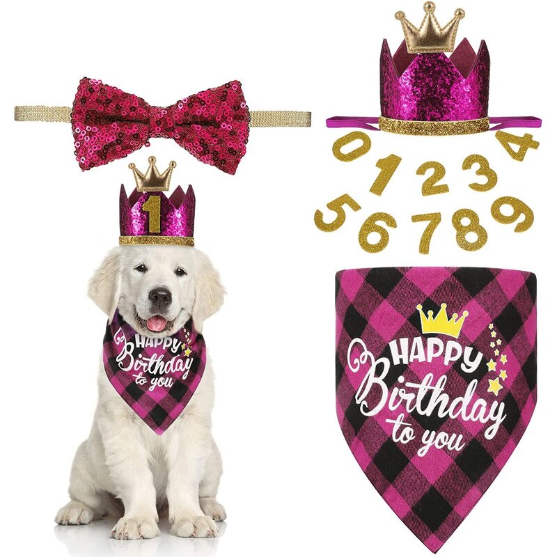 Pet Birthday Decorate Manufacturer - Birthday Slobber Dog Bib Triangle Bow Tie Crown Hat Party Venue Layout