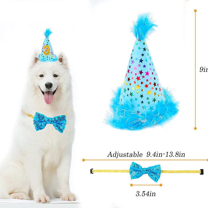 Dog Birthday Decorations Manufacturer - Cute Pink Blue Woof Balloon Banner Hats Saliva Towels Cake Bow Tie Sets