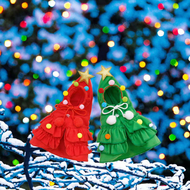 Pet Christmas Costume Manufacturer - Santa Elf Cloak for Small Dogs Cats Winter Xmas Tree Outfit Durable Polyester