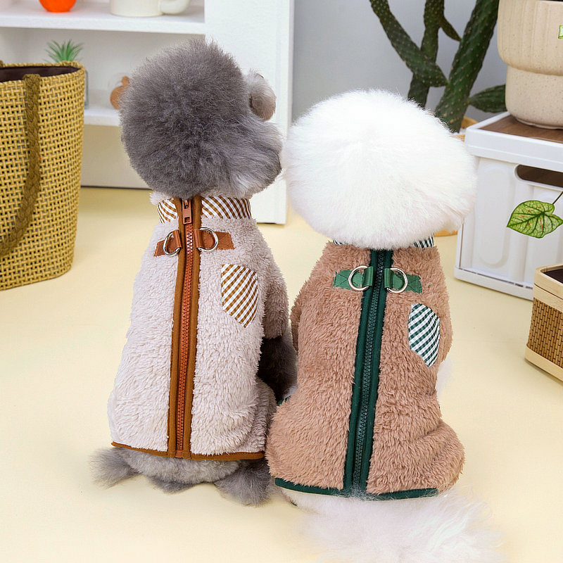 Puppy Clothes Manufacturer - Autumn Winter Cotton Pet Costume with Double Buckle Print Pattern Four Legs Cashmere