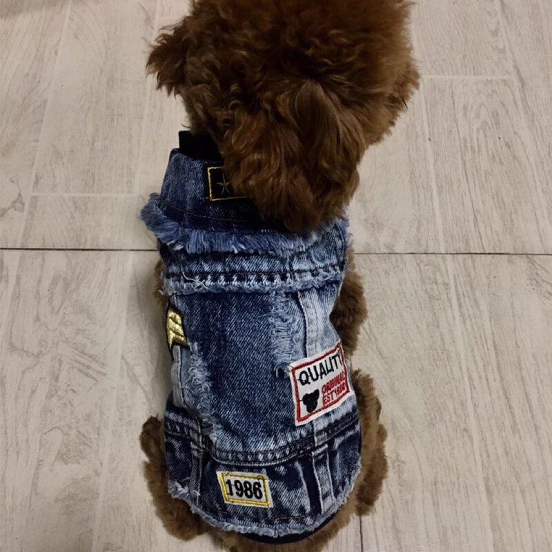 Dog Denim Costume Manufacturer - Fashion Cool Embroidery Vest Pet Clothing