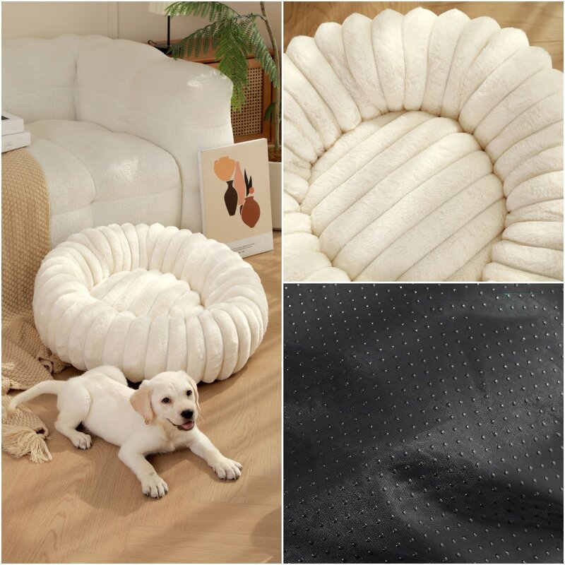 Pet Bed Manufacturer - New Vertical Rabbit Plush Donut Soft Breathable Warm Round Cat Dog Bed