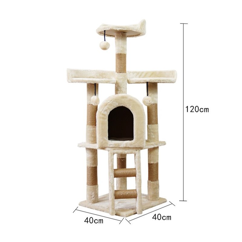 Cat Scratcher Tree Manufacturer - 2022 NEW Hot Sale Multi-Level Wood Flannelette Large House Kittens Activity Tower