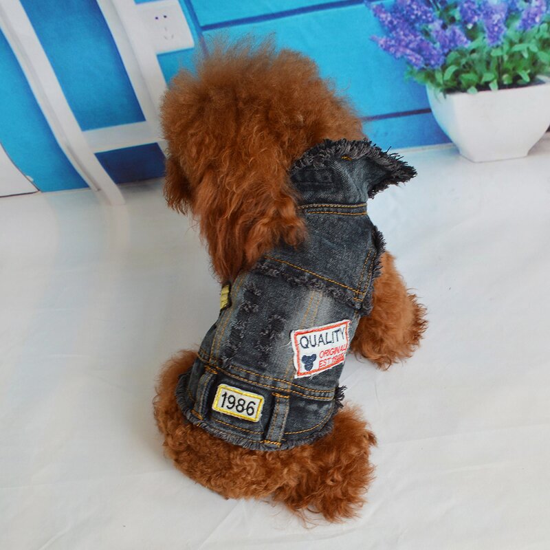 Dog Denim Costume Manufacturer - Fashion Cool Embroidery Vest Pet Clothing