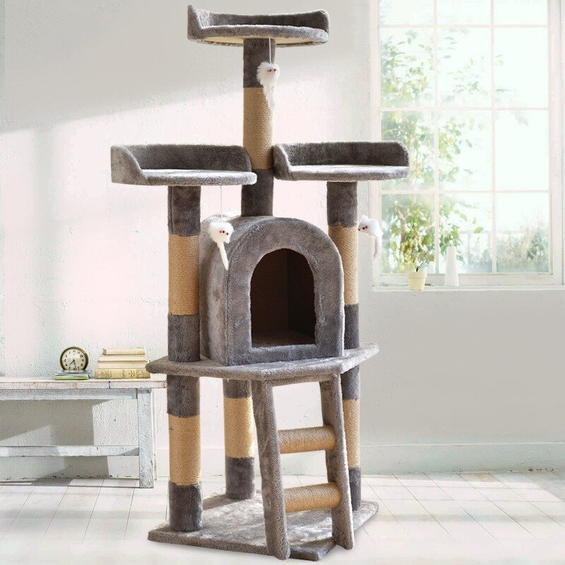 Cat Scratcher Tree Manufacturer - 2022 NEW Hot Sale Multi-Level Wood Flannelette Large House Kittens Activity Tower