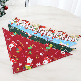Dog Christmas Collar Manufacturer - Pattern Bow Tie Head Scarf Christmas Bandana