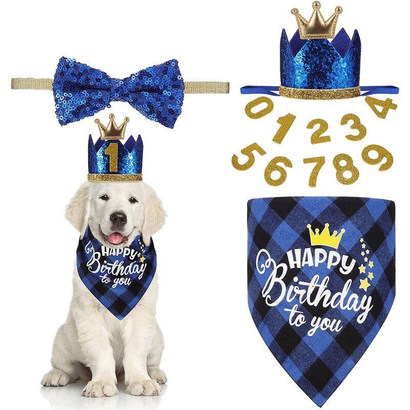 Pet Birthday Decorate Manufacturer - Birthday Slobber Dog Bib Triangle Bow Tie Crown Hat Party Venue Layout
