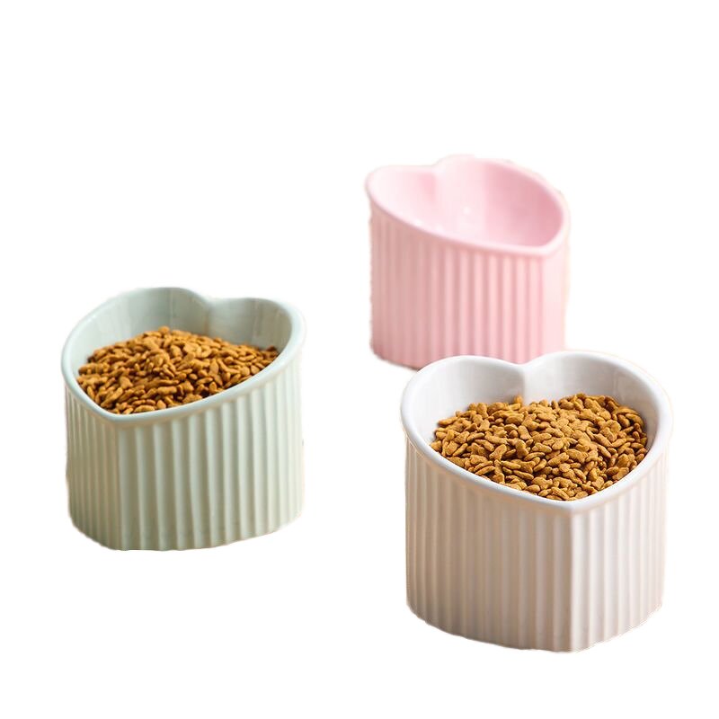 Ceramic Cat Food Bowl Manufacturer - High-Legged Oblique Neck Protective Design to Prevent Overturning for Cats Dogs