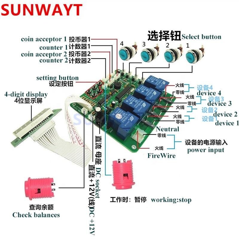 Timer Circuit Board Manufacturer - Coin Operated 12V Control 4 Jy21 Digital for Washing Massage Chair