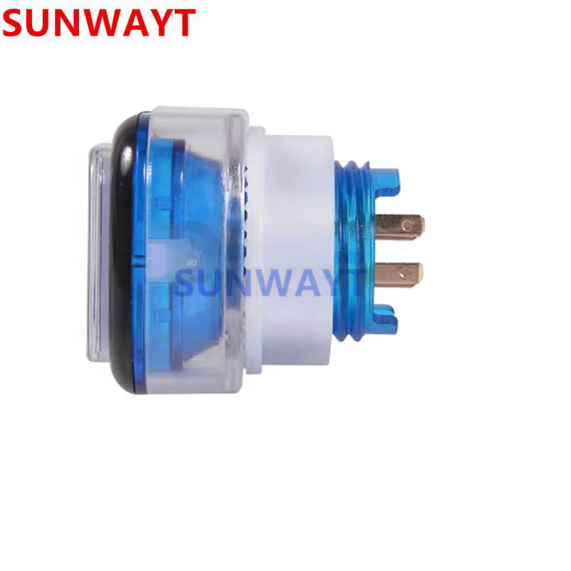 Arcade Push Button Manufacturer - 35x35mm Transparent Small Square LED Illuminated with Built-in Microswitch