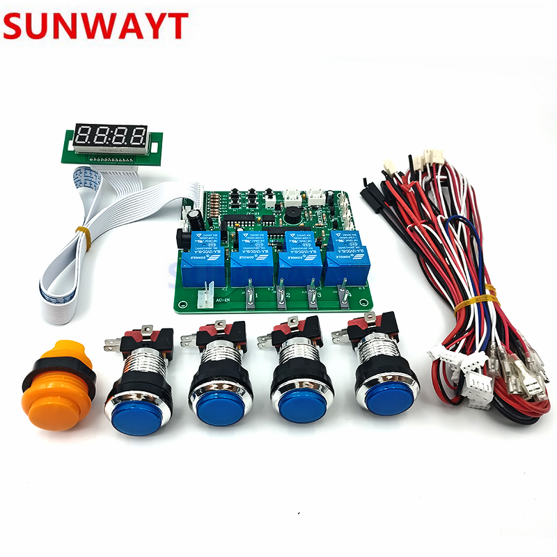 Timer Control PCB Board Manufacturer - JY-21 4 Channel with TB74 Bill Acceptor and Push Button Set for Vending