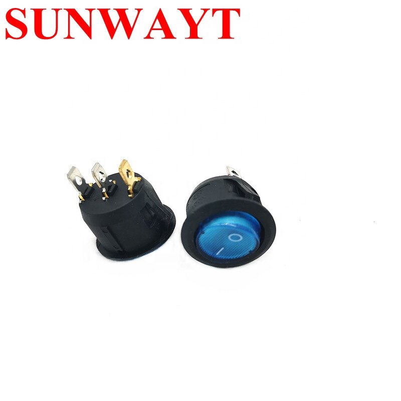 Rocker Switch Manufacturer - Round with Light 2 Position On Off 3 Pins Red Blue for Instrument Power
