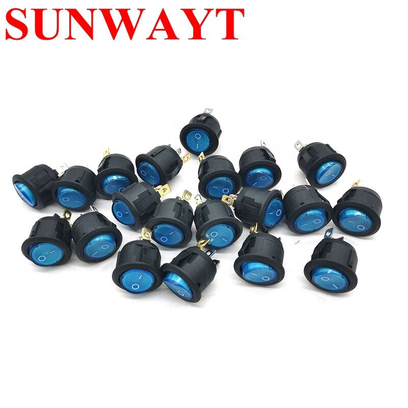 Rocker Switch Manufacturer - Round with Light 2 Position On Off 3 Pins Red Blue for Instrument Power