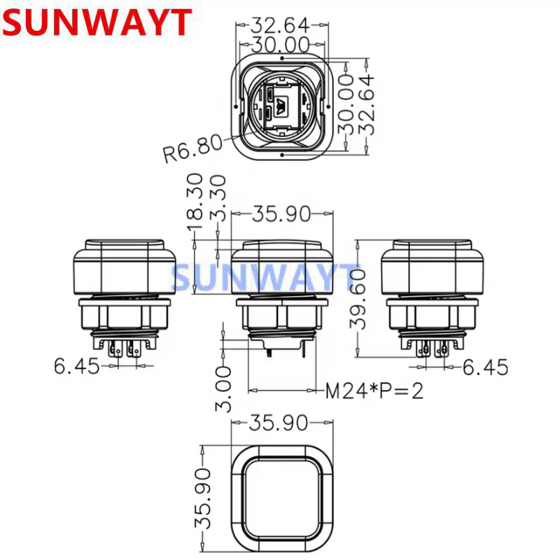 Arcade Push Button Manufacturer - 35x35mm Transparent Small Square LED Illuminated with Built-in Microswitch