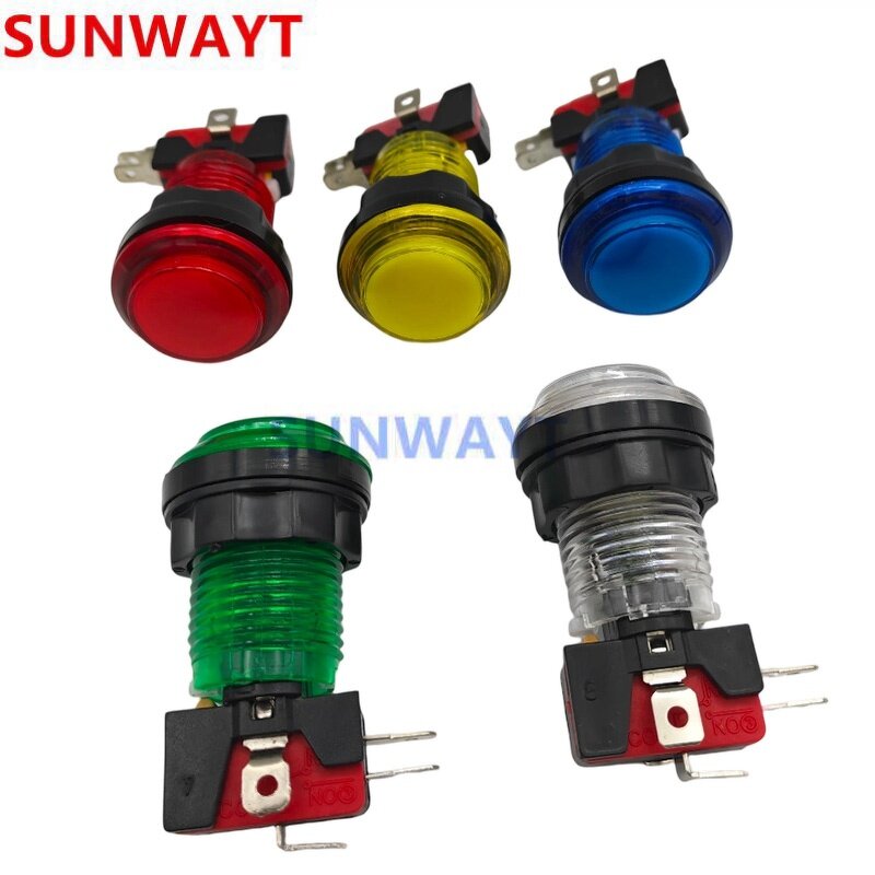 Arcade Push Button Manufacturer - RGB LED 32mm Round Colorful with Plastic Microswitch for Arcade Parts