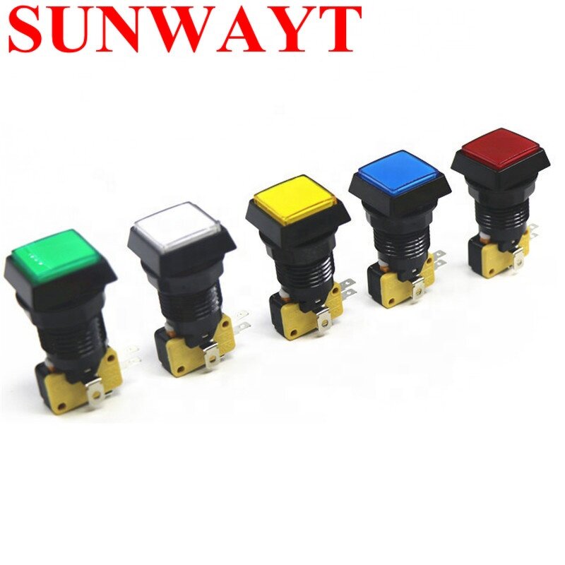 Arcade Push Button Manufacturer - High Quality Game Machine 12V 5V LED Light 32x32mm Small Square Bevel Edge Illuminated