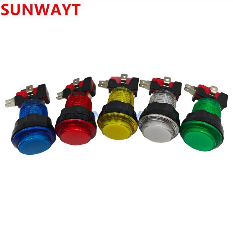 Arcade Push Button Manufacturer - RGB LED 32mm Round Colorful with Plastic Microswitch for Arcade Parts