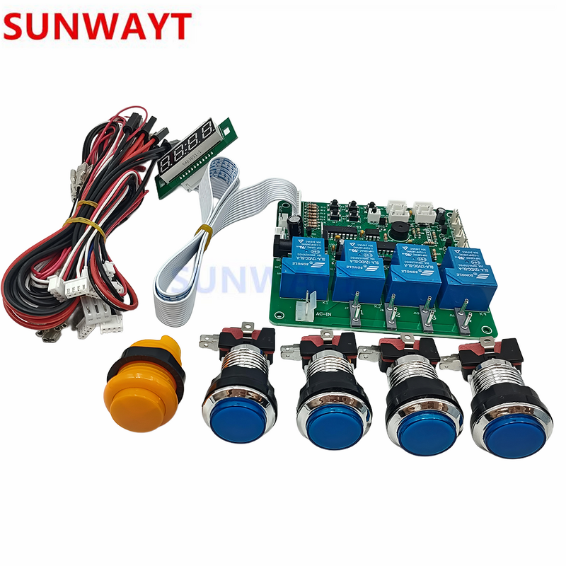 Timer Control PCB Board Manufacturer - JY-21 4 Channel with TB74 Bill Acceptor and Push Button Set for Vending