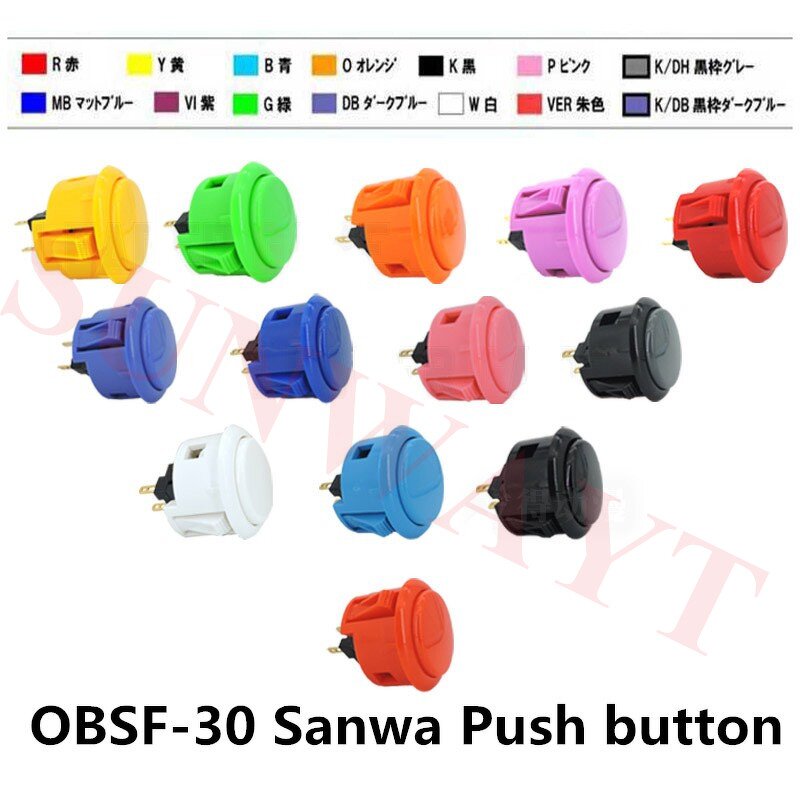 Sanwa Push Button Manufacturer - 6pcs Original OBSF-30 33mm Authentic for Arcade Machine DIY Cabinet Kit