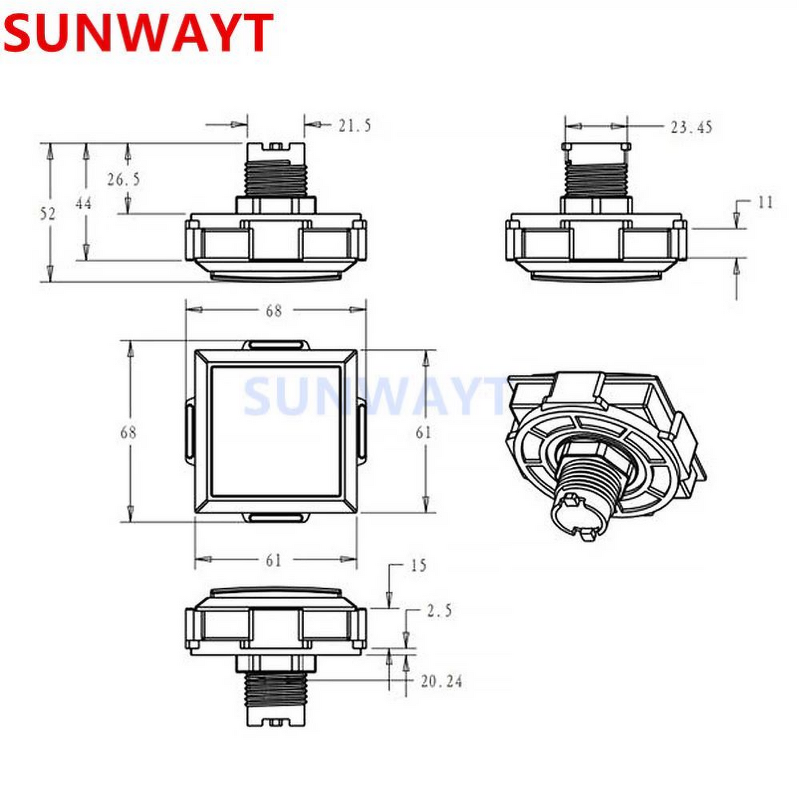 Push Button Switch Manufacturer - 60mm Square Illuminated LED 12V Plastic for Vending Coin Operated Arcade Controller DIY