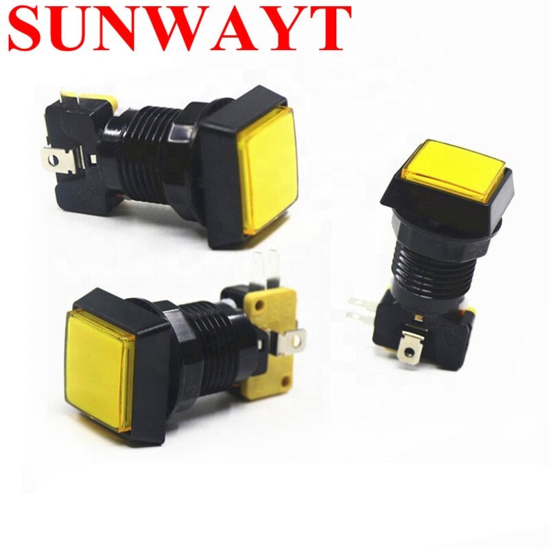 Arcade Push Button Manufacturer - High Quality Game Machine 12V 5V LED Light 32x32mm Small Square Bevel Edge Illuminated