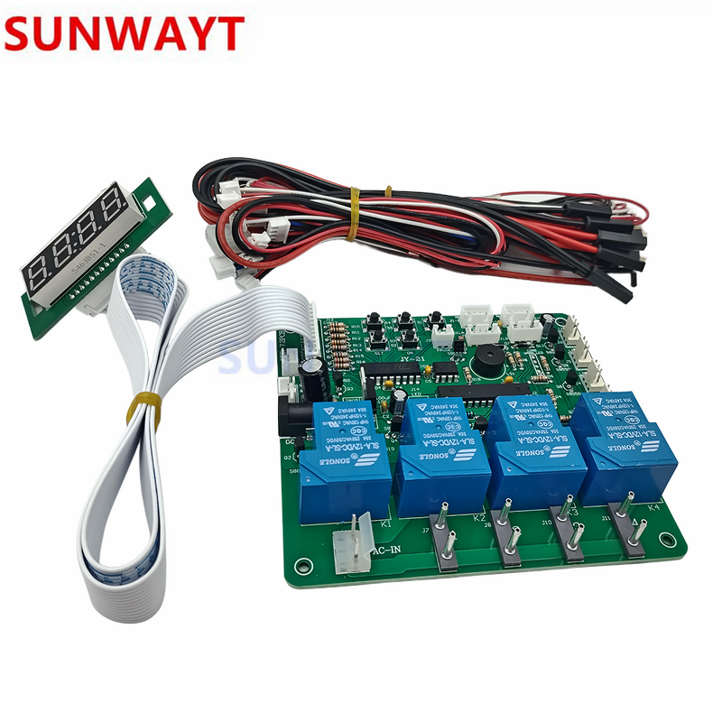 Timer Control PCB Board Manufacturer - JY-21 4 Channel with TB74 Bill Acceptor and Push Button Set for Vending