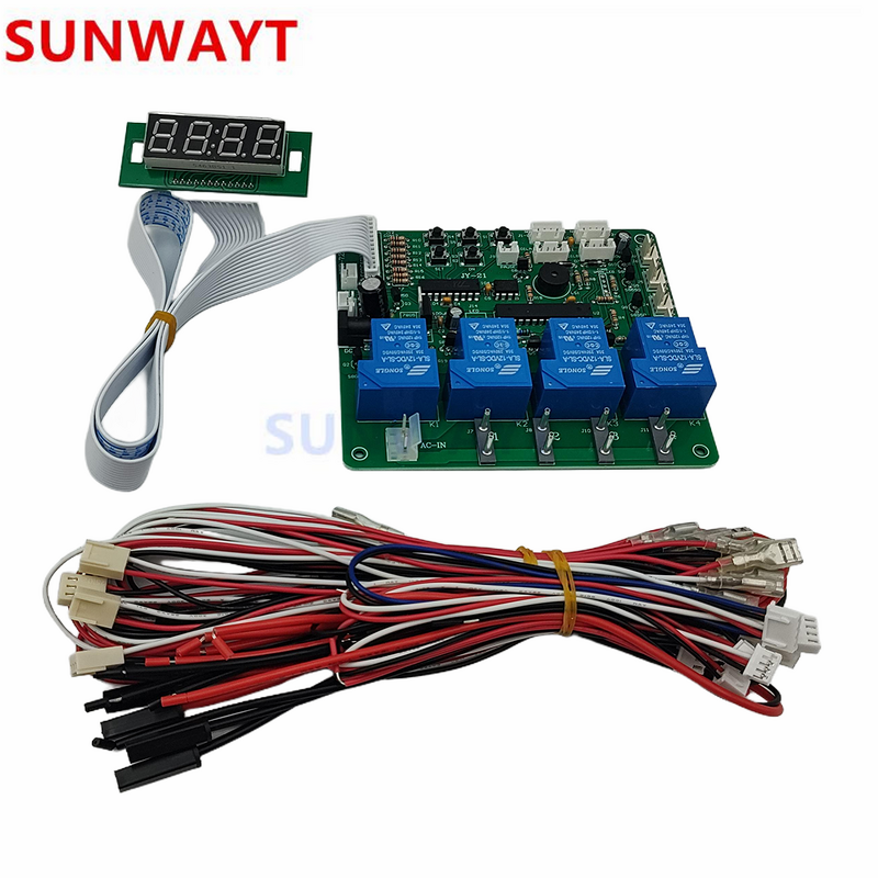 Timer Control PCB Board Manufacturer - JY-21 4 Channel with TB74 Bill Acceptor and Push Button Set for Vending