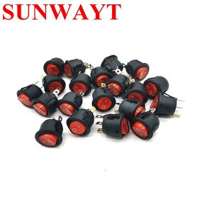 Rocker Switch Manufacturer - Round with Light 2 Position On Off 3 Pins Red Blue for Instrument Power