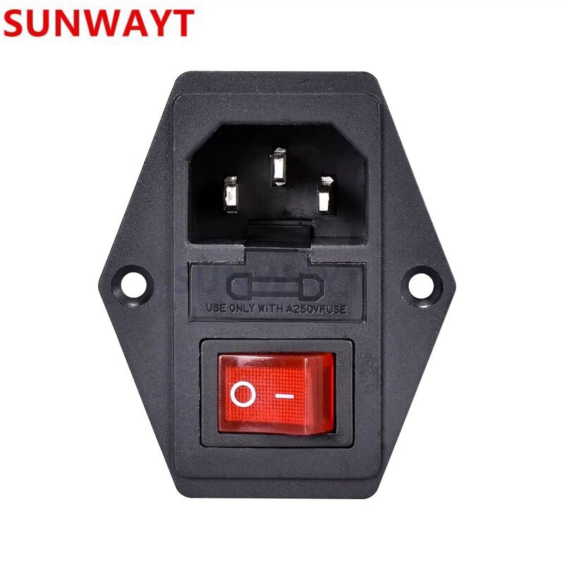 Power Switch Manufacturer - 10A 250V AC Outlet with Red Triple Rocker Fused Module Plug