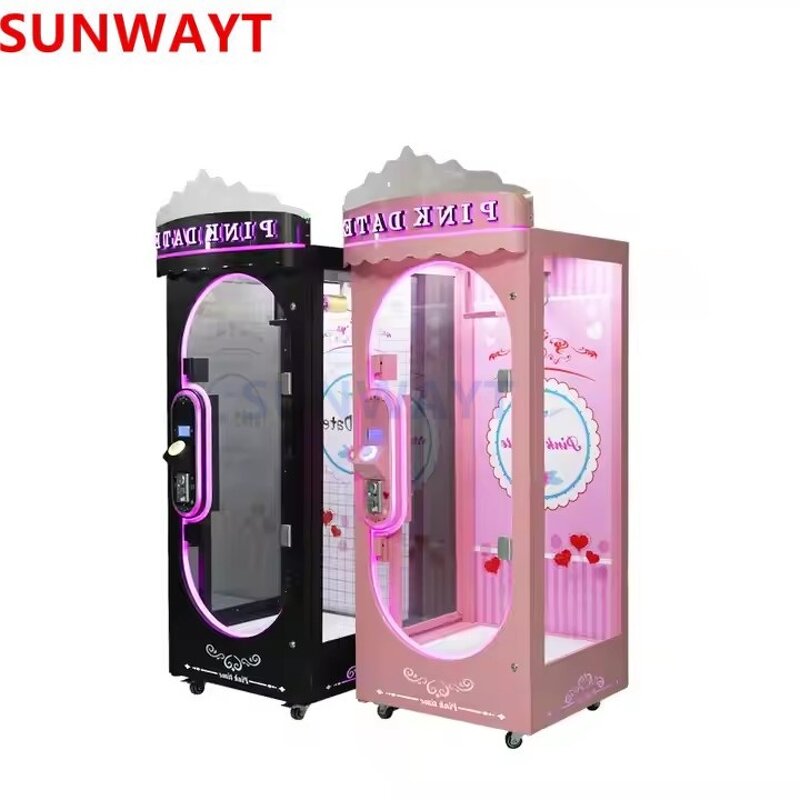 Arcade Game Machine Manufacturer - Pink Black Date String Metal Coin Cutting Win Prize Vending with Ticket Receiver