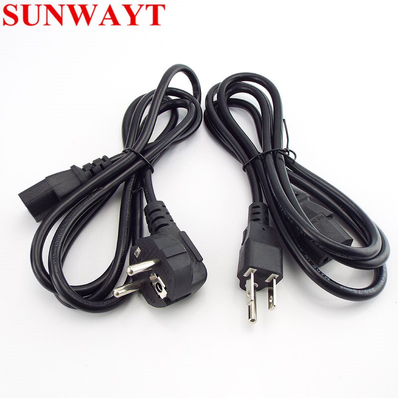 Power Supply Cable Manufacturer - AC Euro Plug IEC C13 to EU AU Extension US Cord 1.5m for Monitor Printer