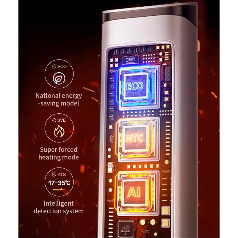 Electric Heater Manufacturer - Silent Home Office Energy-Saving Graphene 3D Flame Effect 3s Rapid Heating 2-Dial Control PTC