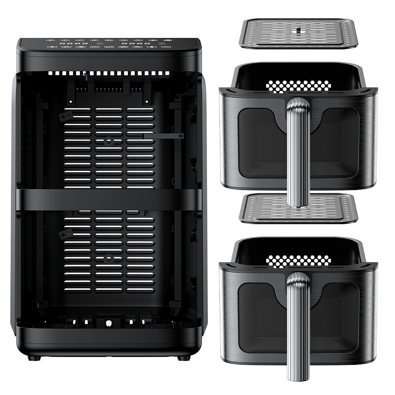 Air Fryer Manufacturer - OEM Electric Luxury 10 L Square Digital LCD Display Stainless Steel with Dual Basket