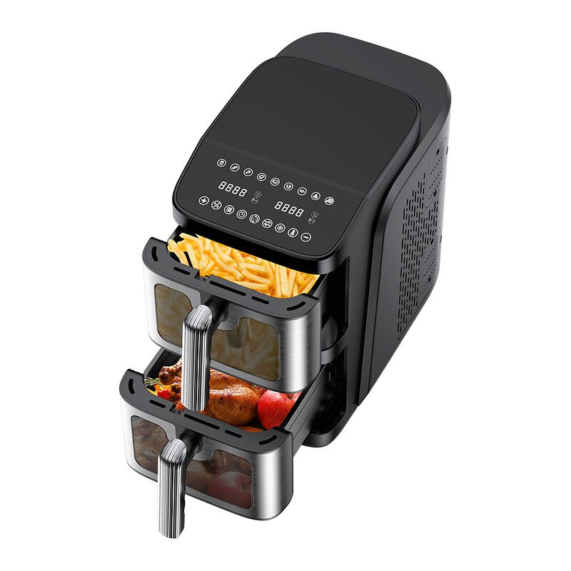 Air Fryer Manufacturer - OEM Professional Electric Plastic Dual Zone 3000W 10L 10 Preset Menus Color LED Display