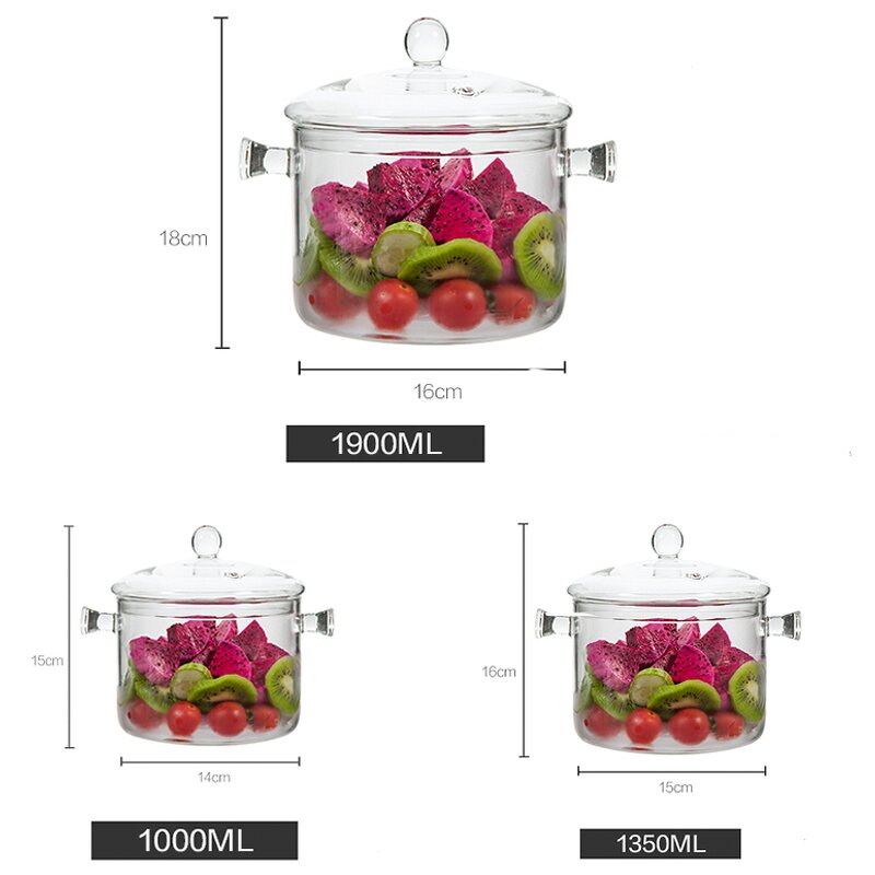 Glass Soup Pot Manufacturer - Cooking Pot Paper Box Modern Hot Pot Set Transparent Large Capacity with Glass Lid