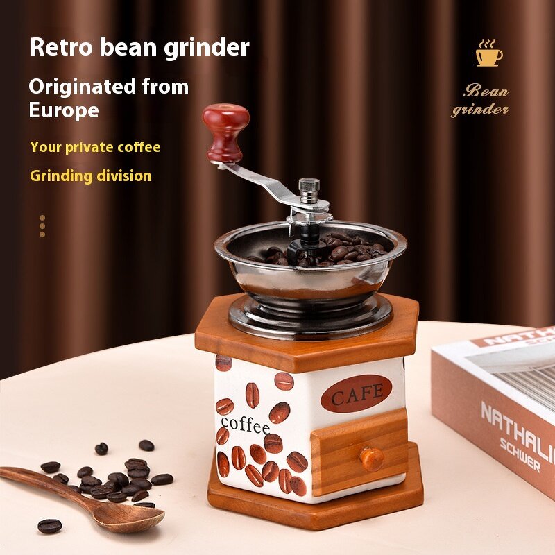 Manual Coffee Grinder Manufacturer - JDSR Handcrafted Eco-friendly Retro Mini Wood Grain Design Vintage Conical Burr