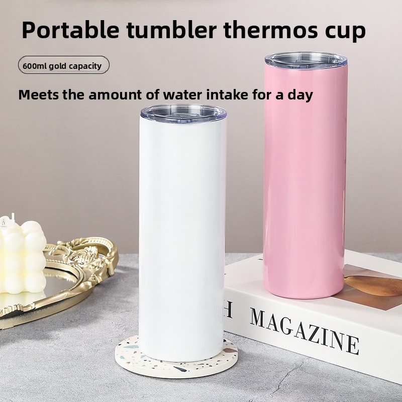 Bluetooth Speaker Tumbler Manufacturer - White 20 oz DIY Straight Double Wall Vacuum Stainless Steel Mini USB Charging