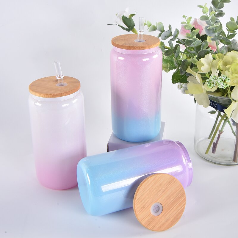 Sublimation Blank Mugs Manufacturer - Warehouse 16oz Mixed Jelly Cup Beer Glass with PP Lid Plastic Acrylic White Box