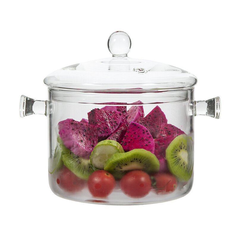 Glass Soup Pot Manufacturer - Large 16cm with Wooden Handles and Glass Cover for Gas Cooker Modern
