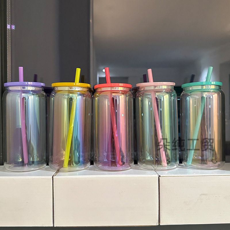 Water Cup Manufacturer - JDSR 16oz Transparent High Borosilicate Glass Eco-friendly with Lid and Straw for Wine