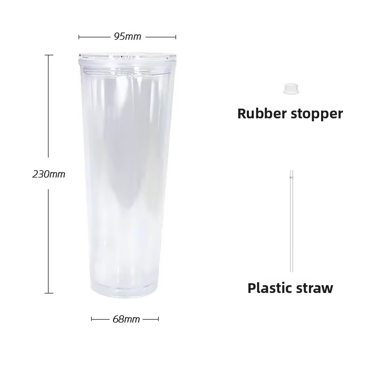 PS Plastic Water Cup Manufacturer - Large Capacity 40oz Transparent BPA Free Double-Layer Glitter Custom for Camping