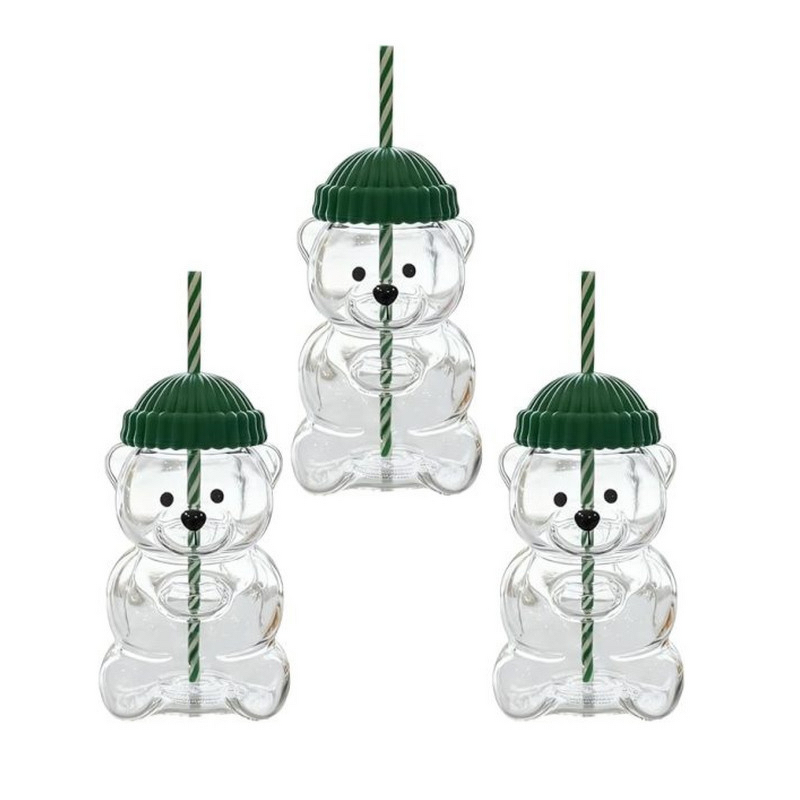 Glass Cup Manufacturer - 550ml Modern and Simple Design Holiday Teddy with Beanie Lid Baseball Cap Cover
