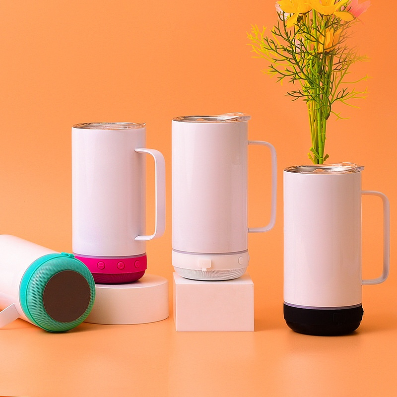 Smart Vacuum Cup Manufacturer - 20 oz Stainless Steel Audio Bluetooth Music for Gym Kitchen with USB Sublimation Handle