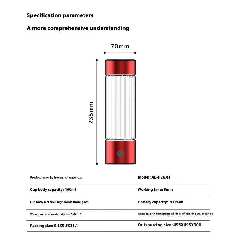 Hydrogen-Rich Water Bottle Manufacturer - 450ml Digital Glass Stainless Steel 6-12hr Thermal Insulation Portable
