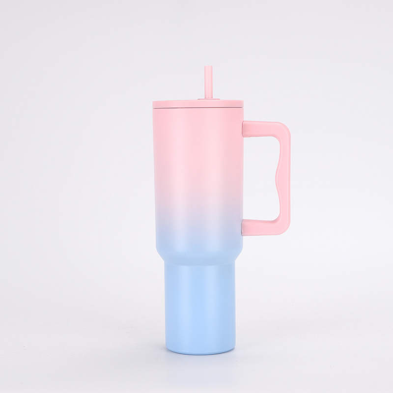 Vacuum Insulated Travel Mug Manufacturer - 14oz 350ml 304 Stainless Steel Modern Large Capacity with Handle Straw