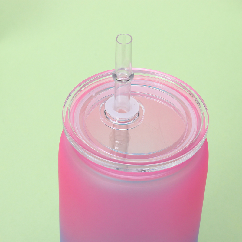 Transparent Cup Manufacturer - 16oz High-Temperature Resistant Gradient Straw Portable Outdoor for Quilt Car-Mounted